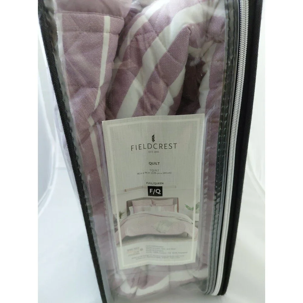 FIELDCREST Elderberry Purple Stripe Full/ Queen Bed Quilt, 90x96in $170 Retail
